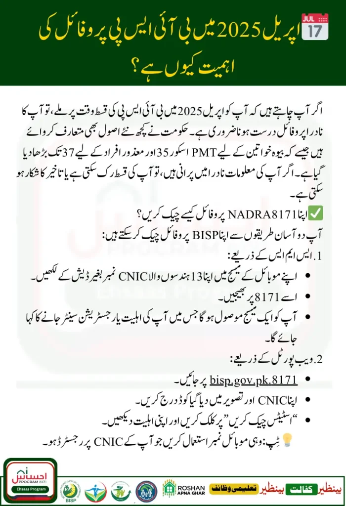 8171 BISP NADRA Profile Update April 2025