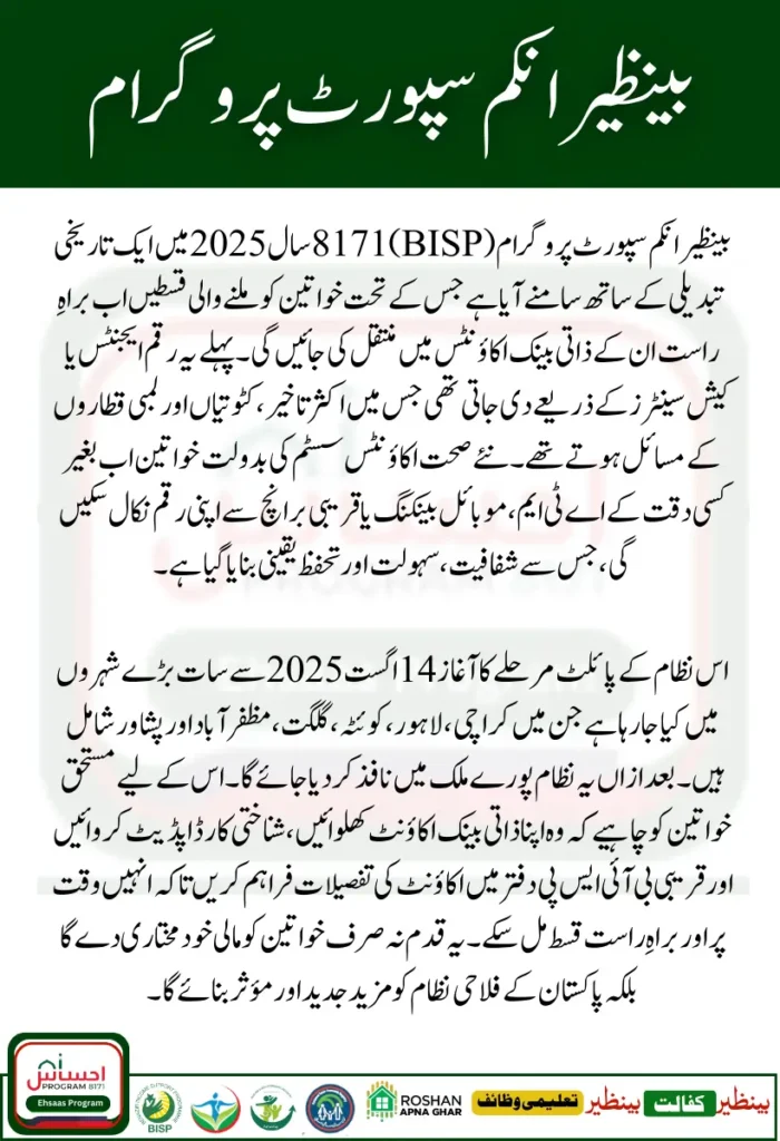 BISP 8171 Program 2025 Instalment Schedule Bank-Wise